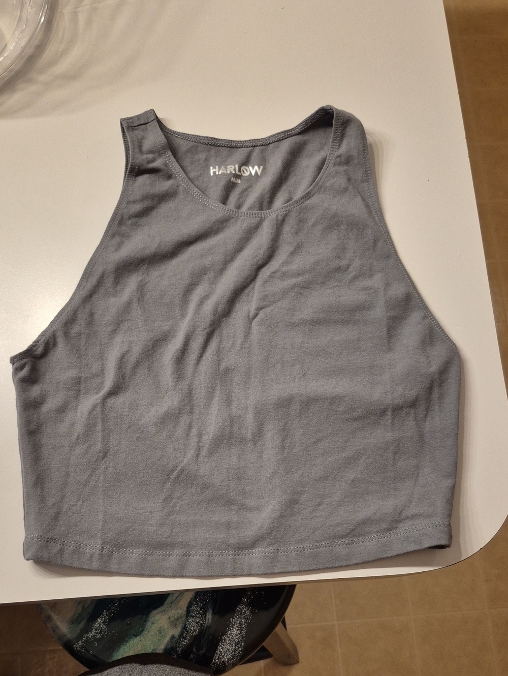 Harlow Women's High-Neck Racerback Crop Top — Light Gray